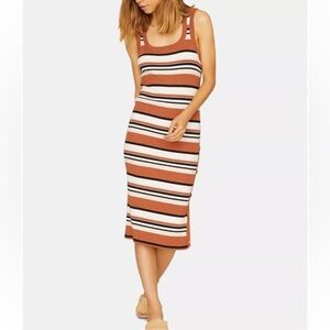 Sanctuary brown striped midi dress. Size Large